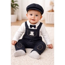 Aki Moda Kids •ayıcık Nakışlı Salopetli Şapkalı  Erkek Bebek Takımı