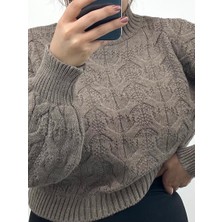 Nisum Moda Örgülü Boğazlı Triko Kazak