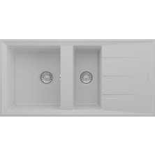 Realstone Beyaz P13 Salda 100 1000X500 1.5 Göz Damlalıklı Granit Eviye