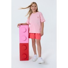 U.s. Polo Assn. Kız Çocuk Pembe Şort Takım Normal Kalıp Günlük Kullanım İçin 6-7 Yaş