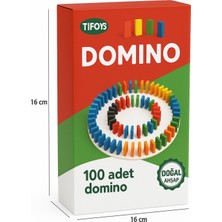 Tifoys Ahşap Renkli Domino Seti – 100 Parça Eğitici Zeka Oyunu