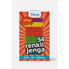Tifoys Renkli Jenga Denge Oyunu – 54 Parça Ahşap Blok