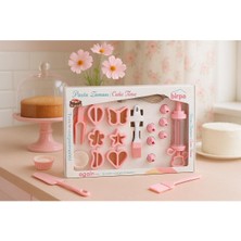 Pasta Zamanı Seti 1 – Pembe Kek & Kurabiye Kalıp ve Süsleme Kiti