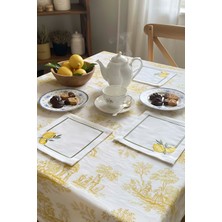 Limon Nakışlı 4\'lü Sunumluk Peçete, Kokteyl Peçetesi, Kahve Yanı Sunumluk, Bardak Altlığı