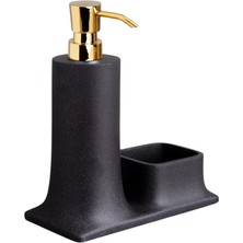 System Banyo Aksesuarları Tezgah Üstü Deterjanlık Ve Süngerlik Siyah/Gold 216x102x195 mm