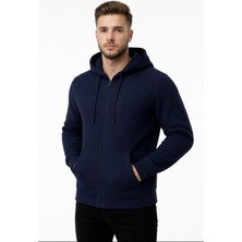 Axxel Erkek Lacivert Polar Fermuarlı Kapüşonlu SWEATSHIRT-W1157