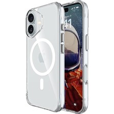 Bix iPhone 16 Plus Magsafe Uyumlu Transparan Şeffaf Kılıf Güçlü Manyetik Üstün Darbe Koruması