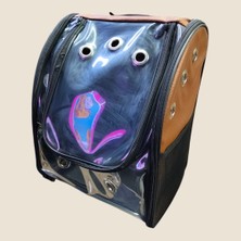 Paticimiss Hava Kanallı Şeffaf Kedi Köpek Taşıma Çantası Kahverengi