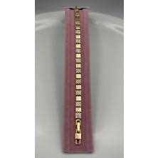 Nur Tasarım Atolyesi Xuping 14K Altın Kaplama Kare Taş Detaylı Modern Günlük Şık Bileklik