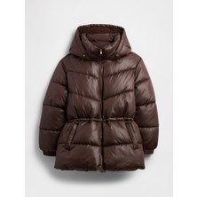 Gap Kadın Koyu Kahverengi Coldcontrol Max Relaxed Midi Puffer Şişme Mont
