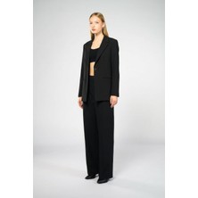 Thalure Kadın Siyah Sırt Dekolteli Blazer