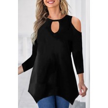 Wmpulse Kadın Uzun Kollu Omuz ve Göğüs Dekolte Detay Viskon Bluz