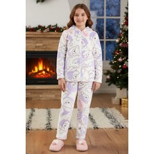 Aydoğan Kız Çocuk Kadife Polar Ayıcık Desen Pijama Takımı 240525 EKRU02