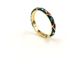 Sose Moda Zikzak Desenli Renkli Mineli Yüzük – Modern ve Canlı Tasarım