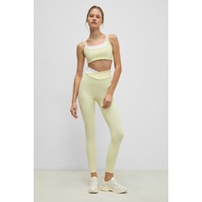 Urban Beat Julsen Kadın Yumuşak ve Esnek Dokulu Asimetrik Konstrat Bel Detaylı Sarı Tayt