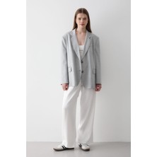 Jaste Kadın Düğme Detaylı Oversize Blazer Ceket GRİ