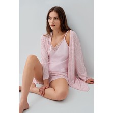 Pierre Cardin Kadın Pembe 3lü Sabahlık Takım