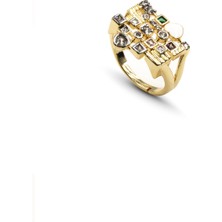Sose Moda Kalpli Geometrik Model Zirkon Taşlı Ayarlanabilir Yüzük Gold Kararmaz Anti Alerjik