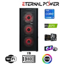 Eternal Power Intel Core I9-14900K 16GB DDR5 1TB NVME SSD Nvidia RTX 4070 B760M Wifi Anakart 750W PSU Sıvı Soğutma Oyuncu Tavsiye Sistem