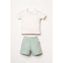 U.S. Polo Assn Erkek Bebek  2 li Şort T-şhirt Takım Beyaz - Mint