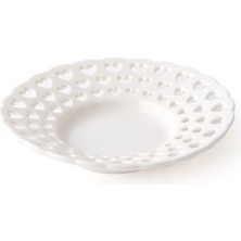 Paçi Kalp Motifli Çay Tabağı - Beyaz - 11 cm