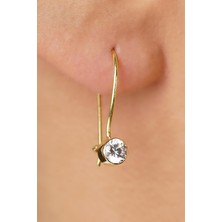 Fiyonk Kuyumculuk 14 Ayar Altın Sallantılı Tek Taş Küpe