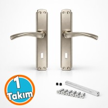 Nzb (1 Takım) Aynalı Iç Oda Kapı Kolu Sağa Sola Uygun Nikel Saten Renk Kapı Kolu Vida Dahil