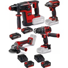Einhell Tp-Hd 18/26 Li Bl Pnömatik Matkap Tp-Ci 18/220 Li Bl Vidalama Tp-Cd 18/60 Li-I Bl Matkap Tp-Ag 18/125 Ce Q Avuç Taşlama 2X4.0+2X2.5AH Kömürsüz Darbeli Profesyonel Set