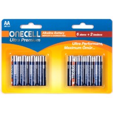 Onecell Ultra Premium Alkalin Aa Boy Pil 8li (2 Adet)