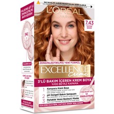 L'Oréal Paris Excellence Creme Saç Boyası - 7.43 Sultan Bakırı 192 ml 3 Adet