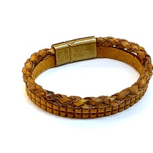 Herşey Nota Taba Dokulu Deri Erkek Bileklik – Mıknatıs KILITLI-1463