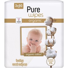 Pure Wipes Organik Pamuklu Bebek Islak Mendil 3X90 Adet (2 Adet)