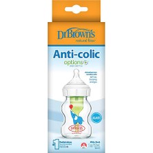 Dr. Brown's Db 51621 Geniş Ağız Anti-Kolik Options+ Desenli Cam Biberon 150 ml , Fil, Tekli Paket (4 Adet)