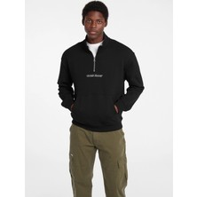 Guess Gj Yarım Fermuarlı Normal Kesim Nakışlı Erkek Siyah Sweatshirt M5RQ42KCPR1-JBLK