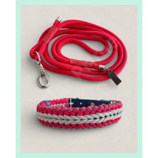 Elar Aksesuar Isimli El Yapımı Paracord ve Deri Köpek Boyun Tasması & Gezdirme Kayışı – Örgü Strong 02