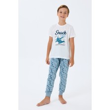 Rolypoly Erkek Çocuk Beyaz Pijama Takım RP3743-C-V2