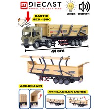 Yıldırım Oyuncak Die Cast Sesli Işıklı Sürtmeli Kapısı Açılan Dorsesi Ayrılan Tanker Taşıyan Tır 40 cm Sarı