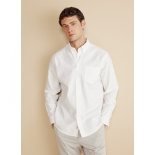 Brooks Brothers Regular Fit Düğmeli Yaka Beyaz Erkek Gömlek BBFW25MSH006