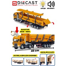 Yıldırım Oyuncak Die Cast Sesli Işıklı Sürtmeli Kapısı Açılan Dorsesi Ayrılan Tanker Taşıyan Tır 40 cm Sarı