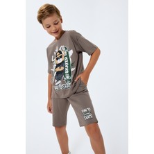 Rolypoly Erkek Çocuk Kahverengi Bermuda Takım