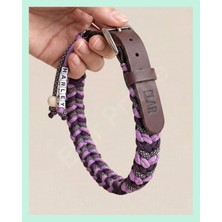 Elar Aksesuar Isimli El Yapımı Paracord ve Deri Köpek Boyun Tasması - Örgü Strong 12