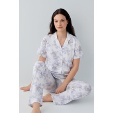 Arnetta Kadın Mavi Gömlek Pijama Takım