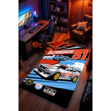 Charmbi Yarış Arabası Desenli Kaymaz Taban Makinede Yıkanabilir Gaming Oyuncu Gamer Genç Odası Halısı