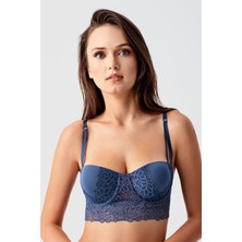 Cotonhause Kadın Destekli Antrasit Sütyen – Balenli Uzun Dantelli Şekillendirici Model C5T2N4833