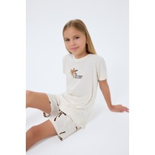 Rolypoly Kız Çocuk Krem Şort Takım