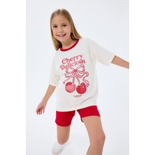 Rolypoly Kız Çocuk Krem Şort Takım