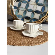 Rossev Türk Kahve Fincanı Incili Deniz Kabuğu 2 Kişilik 4 Parça