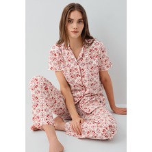 Pierre Cardin Kadın Bordo Gömlek Pijama Takım