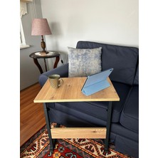 Tno Laptop Sehpası, Çalışma Masası, Yan Sehpa | Yükseklik Ayarlı,tekerlekli, Ergonomik, Taşınabilir | Ev & Ofis – Antik Çam - 60X40 - (Suntalam)