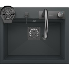 Realstone Antrasit G01 Angelset 600X490 Akıllı Granit Eviye + Aksesuar